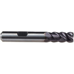 Emuge - 8mm Diam, 19mm LOC, 4 Flute Solid Carbide Roughing & Finishing End Mill - TiAlN Finish, 63mm OAL, 8mm Shank Diam, Weldon Shank, 50° Helix, Centercutting, Long Length - Eagle Tool & Supply