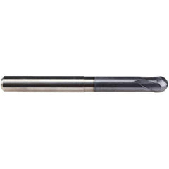 Emuge - 8mm Diam, 7mm LOC, 2 Flute Solid Carbide Ball End Mill - TiAlN Finish, Single End, 90mm OAL, 8mm Shank Diam, Ball Flute - Eagle Tool & Supply