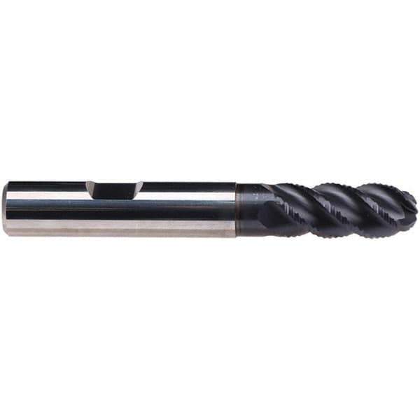 Emuge - 12mm Diam, 26mm LOC, 4 Flute Solid Carbide Ball End Mill - TiAlN Finish, Single End, 83mm OAL, 12mm Shank Diam, Ball Flute - Eagle Tool & Supply