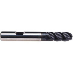 Emuge - 12mm Diam, 26mm LOC, 4 Flute Solid Carbide Ball End Mill - TiAlN Finish, Single End, 83mm OAL, 12mm Shank Diam, Ball Flute - Eagle Tool & Supply