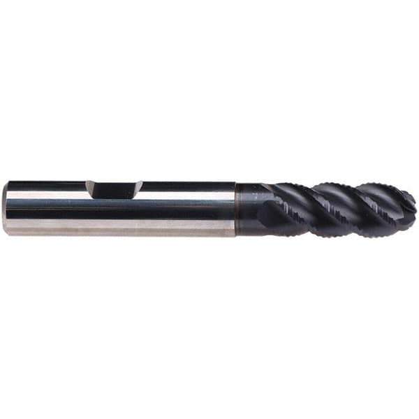 Emuge - 10mm Diam, 22mm LOC, 4 Flute Solid Carbide Ball End Mill - TiAlN Finish, Single End, 72mm OAL, 10mm Shank Diam, Ball Flute - Eagle Tool & Supply