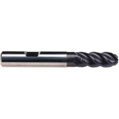 Emuge - 10mm Diam, 22mm LOC, 4 Flute Solid Carbide Ball End Mill - TiAlN Finish, Single End, 72mm OAL, 10mm Shank Diam, Ball Flute - Eagle Tool & Supply