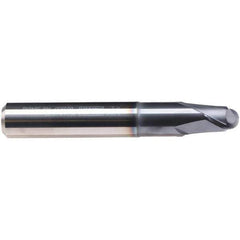 Emuge - 16mm Diam, 12mm LOC, 2 Flute Solid Carbide Ball End Mill - TiAlN Finish, Single End, 92mm OAL, 16mm Shank Diam, Ball Flute - Eagle Tool & Supply