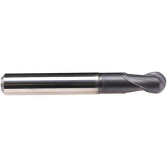 Emuge - 12mm Diam, 10mm LOC, 2 Flute Solid Carbide Ball End Mill - TiAlN Finish, Single End, 92mm OAL, 16mm Shank Diam, Ball Flute - Eagle Tool & Supply