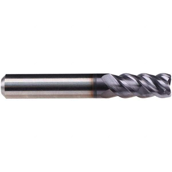 Emuge - 5mm Diam, 18mm LOC, 4 Flute Solid Carbide Roughing & Finishing End Mill - TiAlN Finish, 57mm OAL, 6mm Shank Diam, Cylindrical Shank, 50° Helix, Centercutting, Long Length - Eagle Tool & Supply
