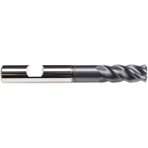 Emuge - 8mm Diam, 19mm LOC, 4 Flute Solid Carbide Roughing & Finishing End Mill - TiAlN Finish, 68mm OAL, 8mm Shank Diam, Weldon Shank, 45° Helix, Extra Long Length - Eagle Tool & Supply