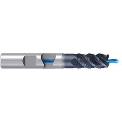 Emuge - 6mm Diam, 13mm LOC, 4 Flute Solid Carbide Roughing & Finishing End Mill - TiAlN Finish, 57mm OAL, 6mm Shank Diam, Weldon Shank, 45° Helix, Long Length - Eagle Tool & Supply
