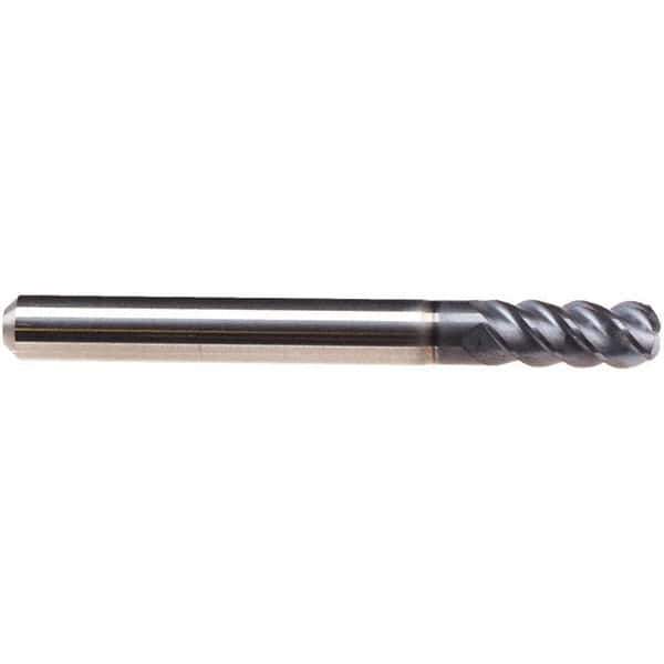 Emuge - 16mm Diam, 19mm LOC, 4 Flute Solid Carbide Roughing & Finishing End Mill - TiAlN Finish, 63mm OAL, 8mm Shank Diam, Cylindrical Shank, 50° Helix, Long Length - Eagle Tool & Supply