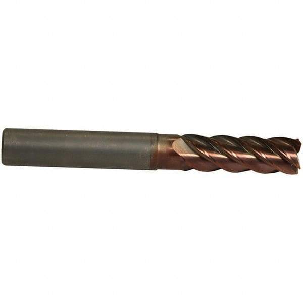 Emuge - 10mm Diam, 30mm LOC, 5 Flute Solid Carbide Roughing & Finishing End Mill - TiAlN Finish, 80mm OAL, 10mm Shank Diam, Cylindrical Shank, 42° Helix, Centercutting, Extra Long Length - Eagle Tool & Supply