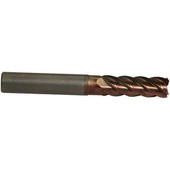 Emuge - 10mm Diam, 30mm LOC, 5 Flute Solid Carbide Roughing & Finishing End Mill - TiAlN Finish, 80mm OAL, 10mm Shank Diam, Cylindrical Shank, 42° Helix, Centercutting, Extra Long Length - Eagle Tool & Supply