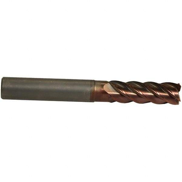Emuge - 5mm Diam, 15mm LOC, 4 Flute Solid Carbide Roughing & Finishing End Mill - TiAlN Finish, 62mm OAL, 6mm Shank Diam, Cylindrical Shank, 42° Helix, Centercutting, Extra Long Length - Eagle Tool & Supply