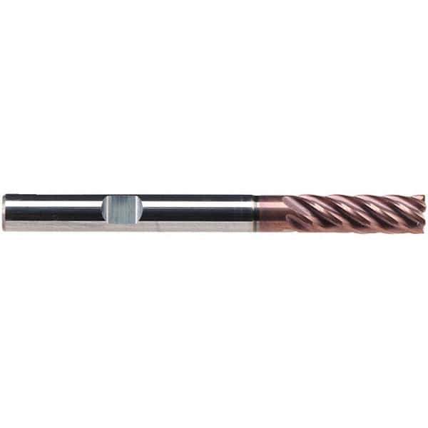 Emuge - 8mm Diam, 24mm LOC, 6 Flute Solid Carbide Roughing & Finishing End Mill - TiAlN Finish, 68mm OAL, 8mm Shank Diam, Weldon Shank, 38° Helix, Extra Long Length - Eagle Tool & Supply