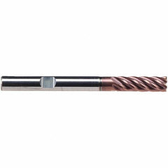Emuge - 6mm Diam, 18mm LOC, 6 Flute Solid Carbide Roughing & Finishing End Mill - TiAlN Finish, 62mm OAL, 6mm Shank Diam, Weldon Shank, 38° Helix, Extra Long Length - Eagle Tool & Supply