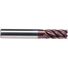 Emuge - 16mm Diam, 32mm LOC, 6 Flute Solid Carbide Roughing & Finishing End Mill - TiAlN Finish, 92mm OAL, 16mm Shank Diam, Cylindrical Shank, 38° Helix, Long Length - Eagle Tool & Supply