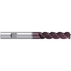 Emuge - 16mm Diam, 48mm LOC, 3 Flute Solid Carbide Roughing & Finishing End Mill - TiAlN Finish, 108mm OAL, 16mm Shank Diam, Weldon Shank, 38° Helix, Centercutting, Extra Long Length - Eagle Tool & Supply