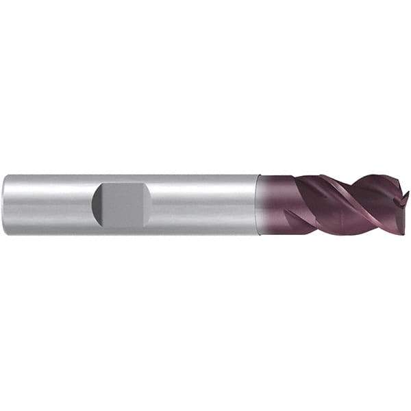 Emuge - 5mm Diam, 6mm LOC, 3 Flute Solid Carbide Roughing & Finishing End Mill - TiAlN Finish, 54mm OAL, 6mm Shank Diam, Weldon Shank, 38° Helix, Centercutting, Stub Length - Eagle Tool & Supply