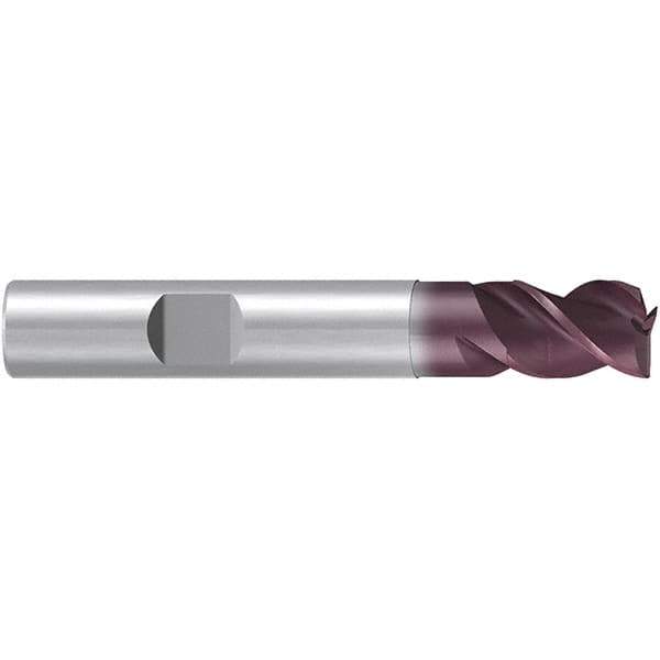 Emuge - 6mm Diam, 7mm LOC, 3 Flute Solid Carbide Roughing & Finishing End Mill - TiAlN Finish, 54mm OAL, 6mm Shank Diam, Weldon Shank, 38° Helix, Centercutting, Stub Length - Eagle Tool & Supply