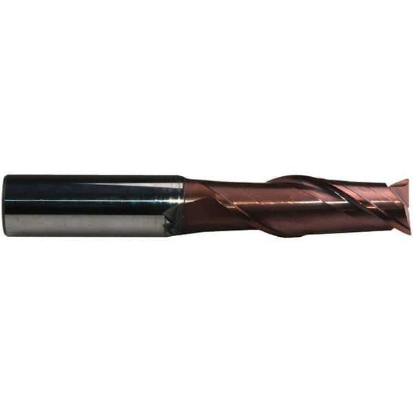 Emuge - 16mm Diam, 48mm LOC, 2 Flute Solid Carbide Roughing & Finishing End Mill - TiAlN Finish, 108mm OAL, 16mm Shank Diam, Cylindrical Shank, 38° Helix, Centercutting, Extra Long Length - Eagle Tool & Supply