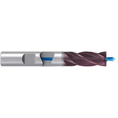 Emuge - 20mm Diam, 38mm LOC, 4 Flute Solid Carbide Roughing & Finishing End Mill - TiAlN Finish, 104mm OAL, 20mm Shank Diam, Weldon Shank, 38° Helix, Long Length - Eagle Tool & Supply