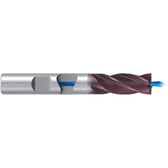 Emuge - 16mm Diam, 32mm LOC, 4 Flute Solid Carbide Roughing & Finishing End Mill - TiAlN Finish, 92mm OAL, 16mm Shank Diam, Weldon Shank, 38° Helix, Long Length - Eagle Tool & Supply