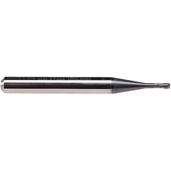 Emuge - 3mm Diam, 3.5mm LOC, 2 Flute Solid Carbide Roughing & Finishing End Mill - TiAlN Finish, 57mm OAL, 6mm Shank Diam, Cylindrical Shank, 30° Helix, Stub Length - Eagle Tool & Supply