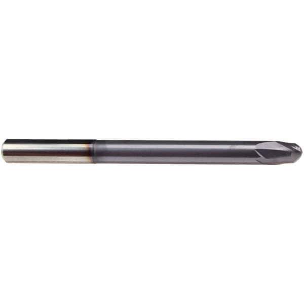 Emuge - 1/2" Diam, 3/8" LOC, 2 Flute Solid Carbide Roughing & Finishing End Mill - TiAlN Finish, 6" OAL, 1/2" Shank Diam, Cylindrical Shank, 30° Helix, Extra Long Length - Eagle Tool & Supply