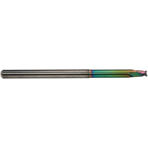 Emuge - 4mm Diam, 4mm LOC, 2 Flute Solid Carbide Roughing & Finishing End Mill - CrN Finish, 80mm OAL, 6mm Shank Diam, Cylindrical Shank, 30° Helix, Extra Long Length - Eagle Tool & Supply