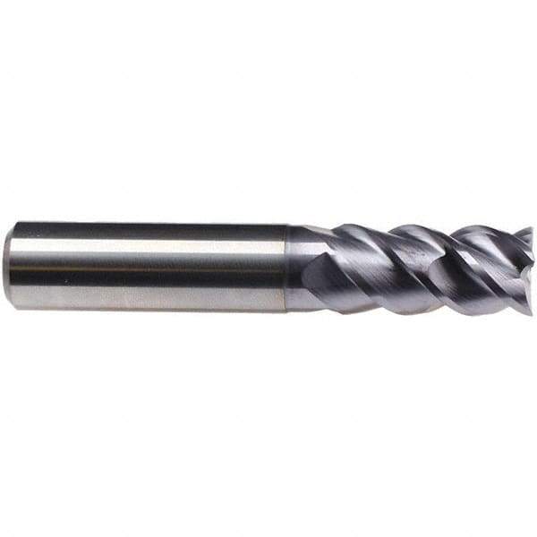 Emuge - 3/4" Diam, 1-1/2" LOC, 4 Flute Solid Carbide Roughing & Finishing End Mill - TiAlN Finish, 4" OAL, 3/4" Shank Diam, Cylindrical Shank, 50° Helix, Centercutting, Long Length - Eagle Tool & Supply