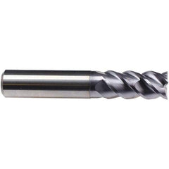 Emuge - 3/4" Diam, 1-1/2" LOC, 4 Flute Solid Carbide Roughing & Finishing End Mill - TiAlN Finish, 4" OAL, 3/4" Shank Diam, Cylindrical Shank, 50° Helix, Centercutting, Long Length - Eagle Tool & Supply