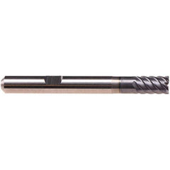 Emuge - 16mm Diam, 22mm LOC, 8 Flute Solid Carbide Roughing & Finishing End Mill - TiAlN Finish, 82mm OAL, 16mm Shank Diam, Weldon Shank, 50° Helix, Stub Length - Eagle Tool & Supply