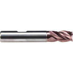 Emuge - 1/4" Diam, 13/32" LOC, 4 Flute Solid Carbide Roughing & Finishing End Mill - TiAlN Finish, 2-1/8" OAL, 1/4" Shank Diam, Weldon Shank, 38° Helix, Centercutting, Stub Length - Eagle Tool & Supply
