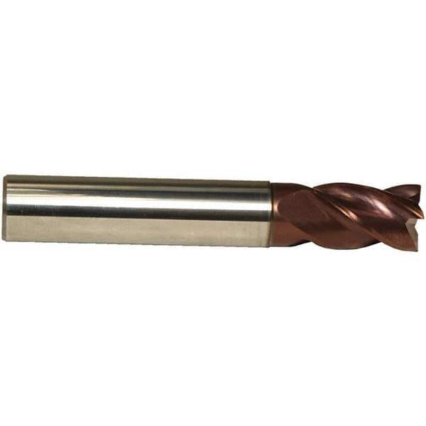 Emuge - 6mm Diam, 10mm LOC, 4 Flute Solid Carbide Roughing & Finishing End Mill - TiAlN Finish, 54mm OAL, 6mm Shank Diam, Cylindrical Shank, 38° Helix, Centercutting, Stub Length - Eagle Tool & Supply