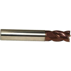 Emuge - 5mm Diam, 9mm LOC, 4 Flute Solid Carbide Roughing & Finishing End Mill - TiAlN Finish, 54mm OAL, 6mm Shank Diam, Cylindrical Shank, 38° Helix, Centercutting, Stub Length - Eagle Tool & Supply