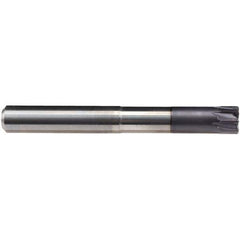 Emuge - 12mm Diam, 7mm LOC, 8 Flute Solid Carbide Roughing & Finishing End Mill - TiAlN Finish, 50mm OAL, 12mm Shank Diam, Cylindrical Shank, 0° Helix, Long Length - Eagle Tool & Supply