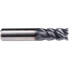Emuge - 14mm Diam, 35mm LOC, 4 Flute Solid Carbide Roughing & Finishing End Mill - TiAlN Finish, 83mm OAL, 14mm Shank Diam, Weldon Shank, 50° Helix, Centercutting, Long Length - Eagle Tool & Supply