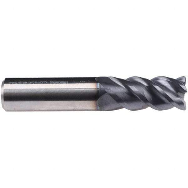 Emuge - 16mm Diam, 40mm LOC, 4 Flute Solid Carbide Roughing & Finishing End Mill - TiAlN Finish, 92mm OAL, 16mm Shank Diam, Weldon Shank, 50° Helix, Centercutting, Long Length - Eagle Tool & Supply
