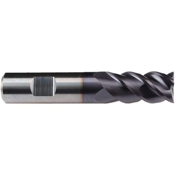 Emuge - 3/4" Diam, 1-1/2" LOC, 4 Flute Solid Carbide Roughing & Finishing End Mill - TiAlN Finish, 4" OAL, 3/4" Shank Diam, Weldon Shank, 50° Helix, Centercutting, Long Length - Eagle Tool & Supply