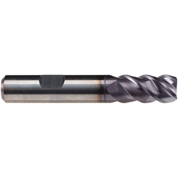 Emuge - 10mm Diam, 22mm LOC, 4 Flute Solid Carbide Roughing & Finishing End Mill - TiAlN Finish, 72mm OAL, 10mm Shank Diam, Weldon Shank, 50° Helix, Centercutting, Long Length - Eagle Tool & Supply