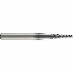 Emuge - 4° Taper Angle per Side, 35mm LOC, Solid Carbide 3 Flute Tapered Ball End Mill - AlCr Finish, 140mm OAL, 16mm Shank Diam, Spiral Flute, 45° Helix - Eagle Tool & Supply