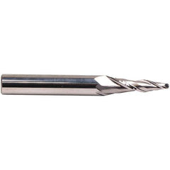 Emuge - 3° Taper Angle per Side, 3.9mm Small End Diam, 20mm LOC, Solid Carbide 2 Flute Tapered Ball End Mill - 62mm OAL, 6mm Shank Diam, Spiral Flute, 30° Helix - Eagle Tool & Supply