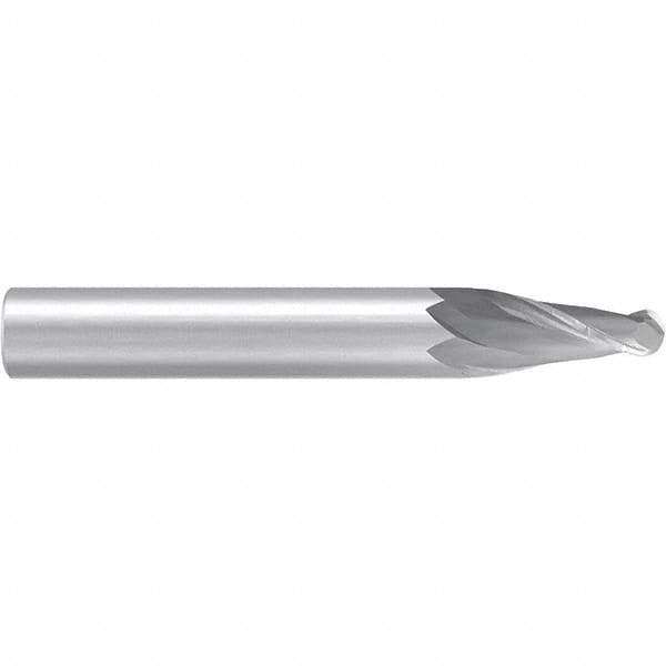 Emuge - 6° Taper Angle per Side, 4.28mm Small End Diam, 15mm LOC, Solid Carbide 2 Flute Tapered Ball End Mill - 62mm OAL, 6mm Shank Diam, Spiral Flute, 30° Helix - Eagle Tool & Supply