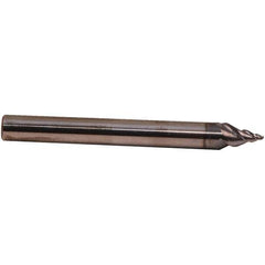 Emuge - 17.5° Taper Angle per Side, 3.26mm Small End Diam, 8mm LOC, Solid Carbide 3 Flute Tapered Ball End Mill - AlCr Finish, 57mm OAL, 6mm Shank Diam, Spiral Flute, 45° Helix - Eagle Tool & Supply