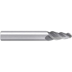 Emuge - 17.5° Taper Angle per Side, 3.26mm Small End Diam, 8mm LOC, Solid Carbide 3 Flute Tapered Ball End Mill - 57mm OAL, 6mm Shank Diam, Spiral Flute, 45° Helix - Eagle Tool & Supply