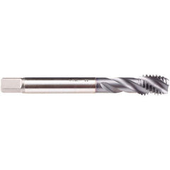 Emuge - M16x2.00 M 3 Flute 6H Modified Bottoming Spiral Flute Tap - High Speed Steel, TiCN Finish, 110mm OAL, Right Hand Flute, Right Hand Thread, Series C4939300 - Eagle Tool & Supply