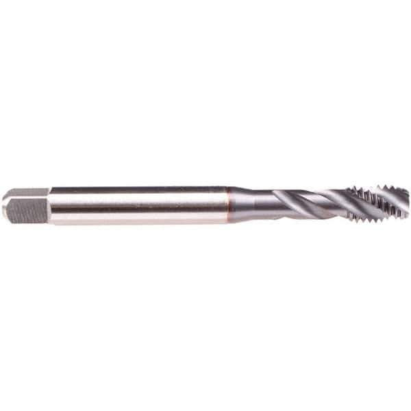 Emuge - M4x0.7 M 3 Flute 6H Modified Bottoming Spiral Flute Tap - High Speed Steel, TiCN Finish, 63mm OAL, Right Hand Flute, Right Hand Thread, Series B4939300 - Eagle Tool & Supply