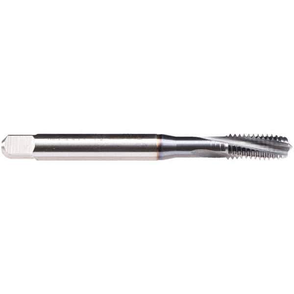 Emuge - 3/8-16 UNC 3 Flute BT Modified Bottoming Spiral Flute Tap - High Speed Steel, TiCN Finish, 3.937" OAL, Right Hand Flute, Right Hand Thread, Series BU459600 - Eagle Tool & Supply