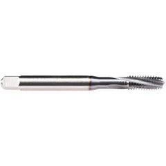Emuge - 3/8-16 UNC 3 Flute BT Modified Bottoming Spiral Flute Tap - High Speed Steel, TiCN Finish, 3.937" OAL, Right Hand Flute, Right Hand Thread, Series BU459600 - Eagle Tool & Supply