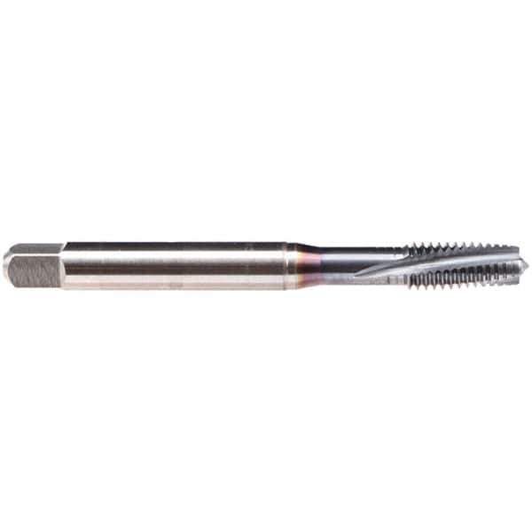 Emuge - 3/8-16 UNC 3 Flute BT Plug Spiral Flute Tap - High Speed Steel, TiCN Finish, 3.937" OAL, Left Hand Flute, Left Hand Thread, Series BU309600 - Eagle Tool & Supply