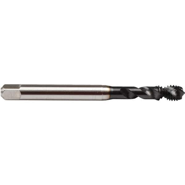 Emuge - #8-36 UNF, 2 Flute, 45° Helix, Plug Chamfer, GLT-8 Finish, High Speed Steel Spiral Flute STI Tap - Right Hand Flute, 2.48" OAL, 0.168" Shank Diam, 0.512" Thread Length, 3B Class of Fit, Series BU51S810 - Exact Industrial Supply