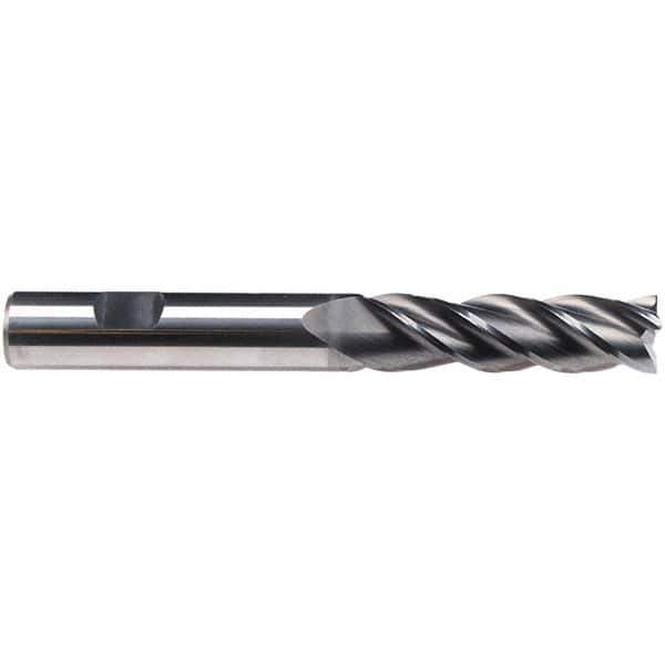 Emuge - 5/8" Diam, 2-1/4" LOC, 4 Flute Solid Carbide Roughing & Finishing End Mill - CrN Finish, 5" OAL, 5/8" Shank Diam, Weldon Shank, 38° Helix, Centercutting, Stub Length - Eagle Tool & Supply